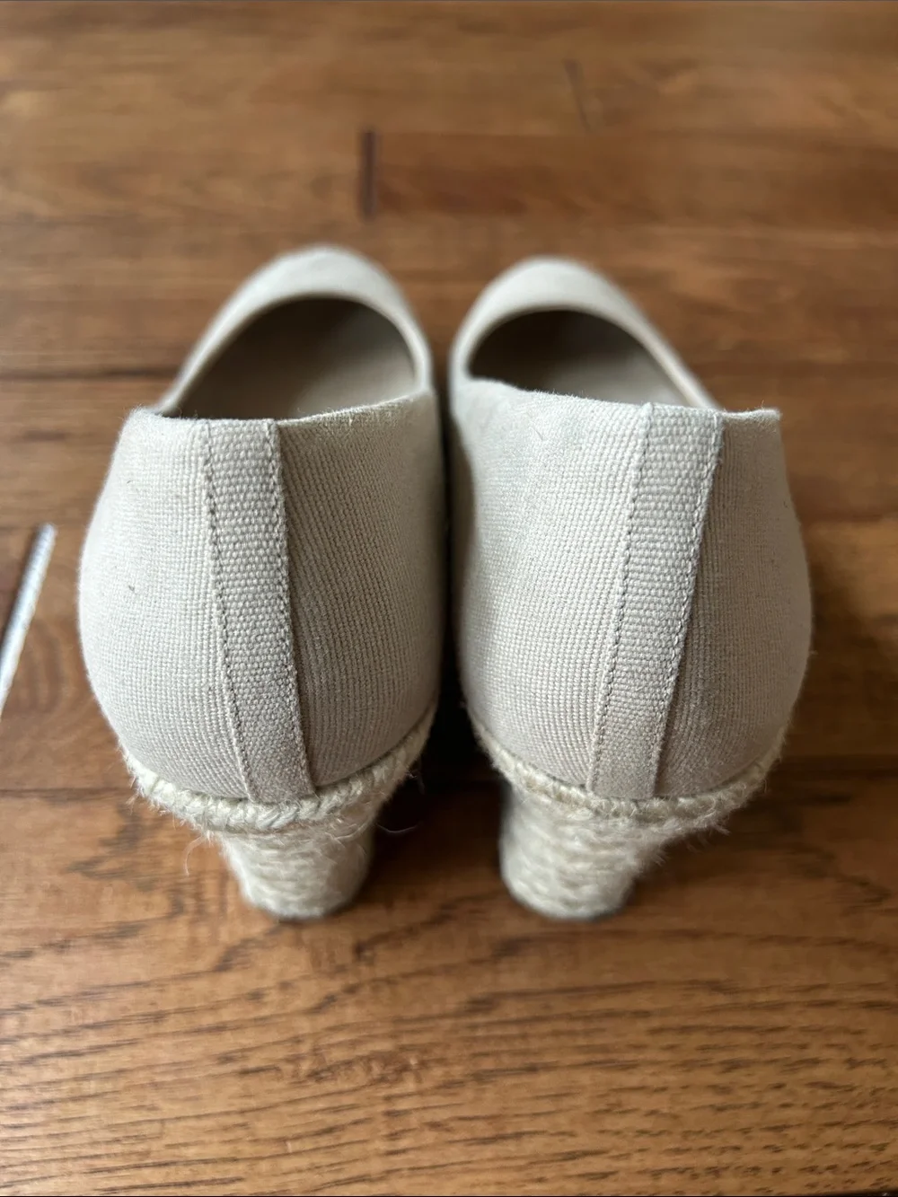 J. Crew Seville Espadrille Wedge Heels Neutral Tan Canvas Size 9.5